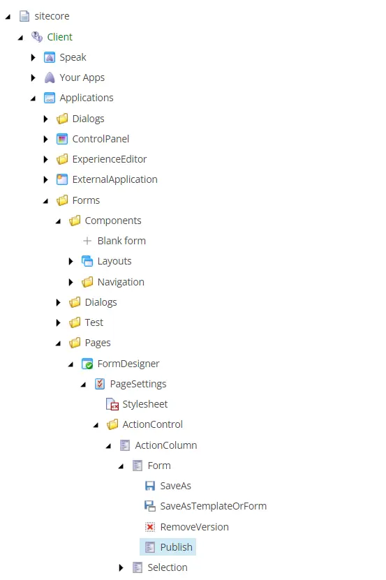 publish form button details