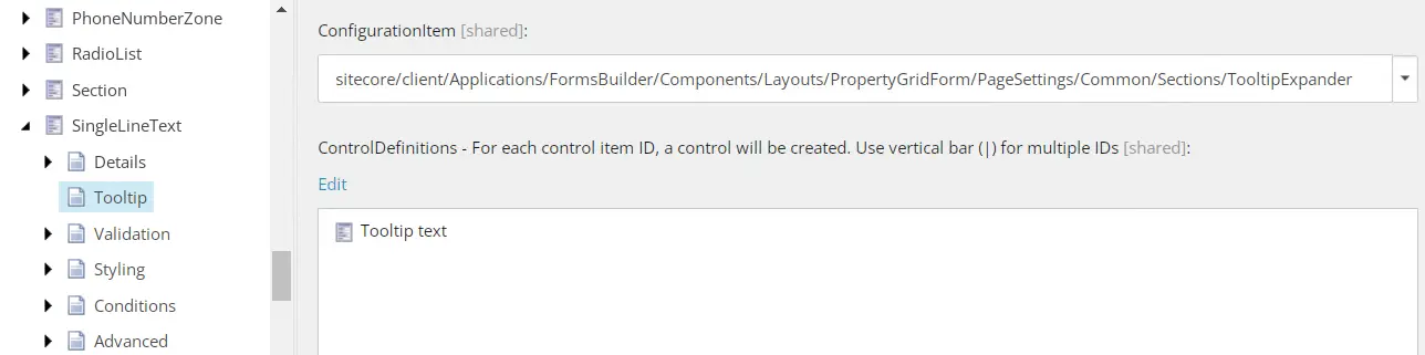 sitecore forms tooltips - tooltip section